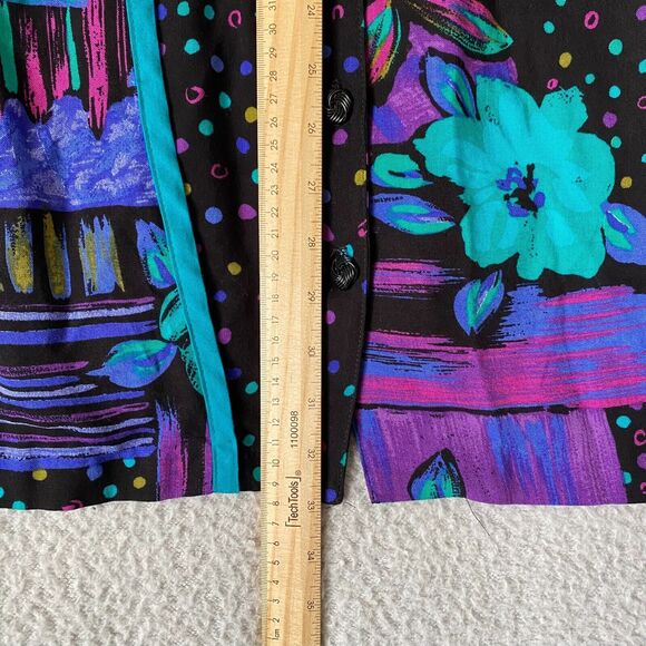 VTG 90s L.Lawrence 100% Rayon 2 Piece Set Suit Wide Leg Pants Blouse 2X Multi - Picture 11 of 12